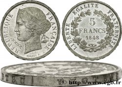 Concours de 5 francs, essai en étain par Borrel, tranche en relief 1848 Paris VG.3063 var.