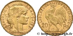 20 francs or Coq, Liberté Égalité Fraternité 1908 Paris F.535/2 AU 