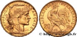 20 francs or Coq, Liberté Égalité Fraternité 1907 Paris F.535/1 AU 