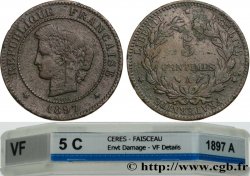 5 centimes Cérès, différent faisceau 1897 Paris F.118/40