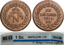 Un décime à l’N couronnée 1814 Strasbourg F.131/3