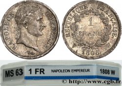 1 franc Napoléon Ier tête laurée, République française 1808 Lille F.204/15