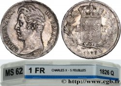 1 franc Charles X, matrice du revers à cinq feuilles 1826 Perpignan F.207/22