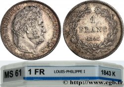 1 franc Louis-Philippe, couronne de chêne 1843 Bordeaux F.210/93