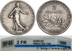 Piéfort 2 francs Semeuse, flan mat, vieil argent 1898 Paris GEM.111 P1