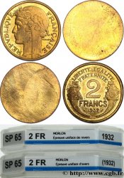 Paire d’épreuves unifaces de la 2 francs Morlon 1932  GEM.113 7