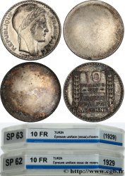 Paire d’Essais unifaces de 10 francs Turin, avers et revers 1929 Paris GEM.173 1