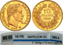 10 francs or Napoléon III, tête laurée, type définitif à grand 10 1863 Paris F.507A/3