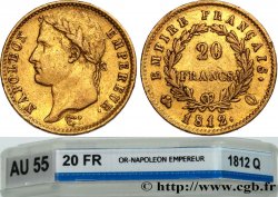 20 francs or Napoléon, tête laurée, Empire français 1812 Perpignan F.516/26