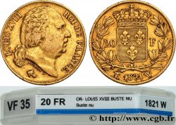 20 francs or Louis XVIII, tête nue 1821 Lille F.519/25