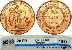 20 francs or Génie, Troisième République, différent torche 1896 Paris F.533/21