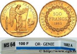 100 francs or Génie, tranche inscrite en relief Dieu protège la France 1882 Paris F.552/5