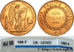 100 francs or Génie, tranche inscrite en relief Dieu protège la France 1885 Paris F.552/6