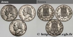Lot de trois pièces de 5 francs Louis XVIII, tête nue n.d. s.l. F.309/14