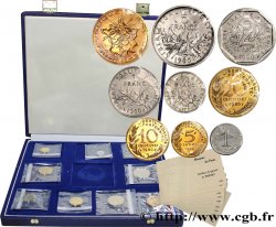 Coffret de 9 Piéforts métal commun : 10, 5, 2, 1 et 1/2 francs et 20, 10, 5 et 1 centimes 1980 Pessac GEM.291 CPC10