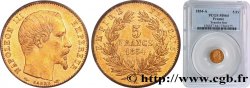 5 francs or Napoléon III, tête nue, petit module, tranche lisse 1854 Paris F.500/1 SPL64 PCGS