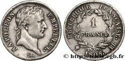 1 franc Napoléon Ier tête laurée, République française 1808 Strasbourg F.204/4