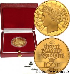 Belle Épreuve Or 100 francs - Fraternité 1988  F.1604 2 MS 