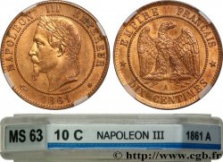 Dix centimes Napoléon III, tête laurée 1861 Paris F.134/4