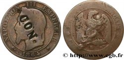 Cinq centimes Napoléon III, tête laurée, contremarqué ° CON ° 1864 Strasbourg F.117/14 var.