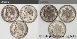 Lot de trois 5 francs Napoléon III, tête laurée n.d. Strasbourg F.331/11