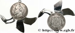 5 francs Napoléon III, tête laurée, transformé en porte-clé avec lime à ongle, couteau et paire de ciseaux 1869 Strasbourg F.331/15