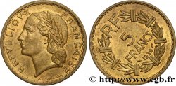 5 francs Lavrillier, bronze-aluminium, Fauté coins tournés 1939  F.337/3