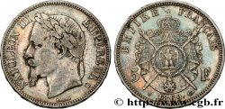 5 francs Napoléon III, tête laurée 1869 Strasbourg F.331/15