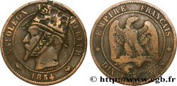 Dix centimes Napoléon III, tête nue, satirique 1854 Lille F.133/18 var.