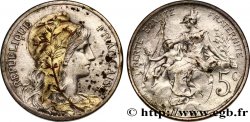 5 centimes Daniel-Dupuis, doré et argenté 1898  F.119/5 var.