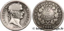 2 francs Napoléon Ier tête laurée, Empire français, contremarqué d’une tête de tigre 1811 Rouen F.255/25 var.