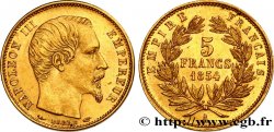 5 francs or Napoléon III, tête nue, petit module, tranche lisse 1854 Paris F.500/1 SPL63 