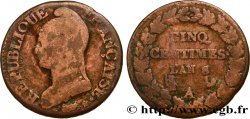 Cinq centimes Dupré, grand module 1800 Paris F.115/88