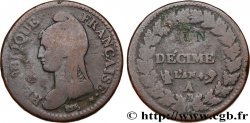 Un décime Dupré, modification du 2 décimes 1796 Paris F.127/1