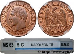 Cinq centimes Napoléon III, tête nue 1856 Lyon F.116/33