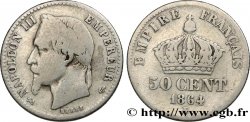 50 centimes Napoléon III, tête laurée 1864 Bordeaux F.188/4