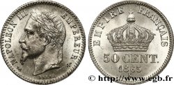 50 centimes Napoléon III, tête laurée 1865 Bordeaux F.188/8