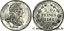 Concours de 20 francs, essai de Montagny, buste nu 1848 Paris VG.3034 var