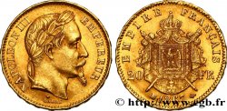 20 francs or Napoléon III, tête laurée, grand BB 1867 Strasbourg F.532/17