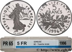 5 francs Semeuse, nickel, BE (Belle Épreuve), tranche striée 1996 Pessac F.341/32 var.