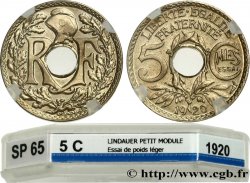 Essai de 5 centimes Lindauer petit module en cupro-nickel, poids léger 1920 Paris GEM.19 3