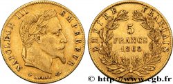 5 francs or Napoléon III, tête laurée 1868 Strasbourg F.502/14