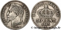 50 centimes Napoléon III, tête laurée 1865 Strasbourg F.188/7