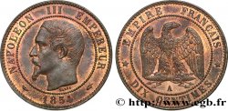 Dix centimes Napoléon III, tête nue 1854 Paris F.133/11