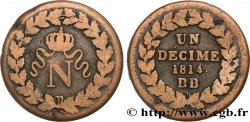 Un décime à l’N couronnée 1814 Strasbourg F.131/4