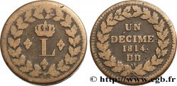 Un décime à l’L couronnée 1814 Strasbourg F.132/1