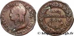 Cinq centimes Dupré, grand module, double frappe au revers 1800 Metz F.115/102 var.