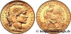 20 francs or Coq, Liberté Égalité Fraternité 1908 Paris F.535/2 SPL 