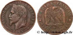 Cinq centimes Napoléon III, tête laurée 1865 Strasbourg F.117/17