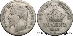 50 centimes Napoléon III, tête laurée 1865 Strasbourg F.188/7
